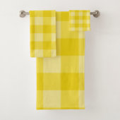 Happy Sunshine Yellow Checkered Squares Pset Bad Handdoek (Insitu)