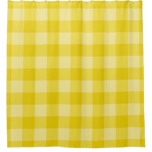 Happy Sunshine Yellow Checkered Squares Pset Douchegordijn (Voorkant)