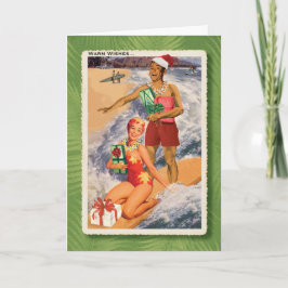 Happy Surfers Retro Kerst Kaart