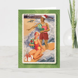 Happy Surfers Retro Kerst Kaart
