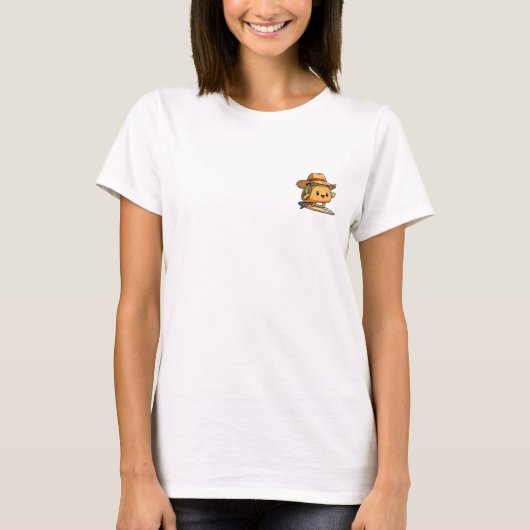 Happy Surfing Taco Character Wearing a Straw Hat T-shirt (Voorkant)