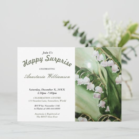 HAPPY SURPRISE PARTY UITNODIGING (Staand voorkant)