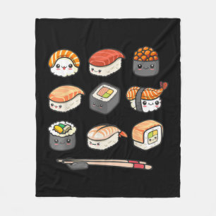 Happy Sushi Anime Kawaii plaatste Japans eten Love Fleece Deken