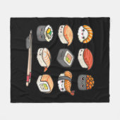Happy Sushi Anime Kawaii plaatste Japans eten Love Fleece Deken (Voorkant (Horizontaal))