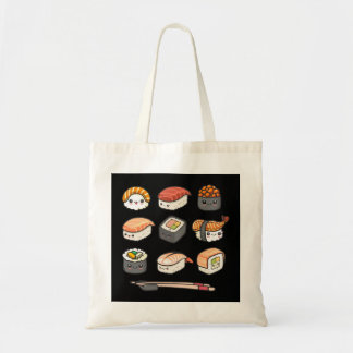 Happy Sushi Anime Kawaii plaatste Japans eten Love Tote Bag