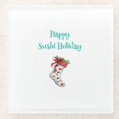 Happy Sushi Holiday Onderzetter Glazen Onderzetter (Voorkant)