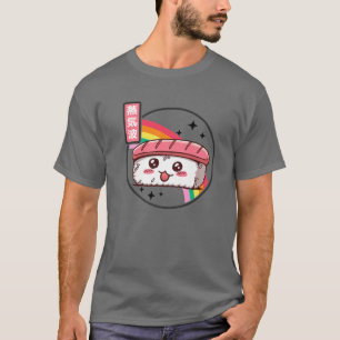 Happy Sushi Rainbow Retro Japan Style Otaku Vaporw T-shirt
