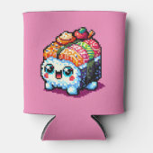 Happy Sushi Roll - Schattigee Pixel Art Japans ete Blikjeskoeler (Voorkant)
