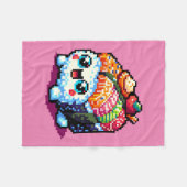 Happy Sushi Roll - Schattigee Pixel Art Japans ete Fleece Deken (Voorkant (Horizontaal))