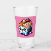 Happy Sushi Roll - Schattigee Pixel Art Japans ete Glas (Voorkant)