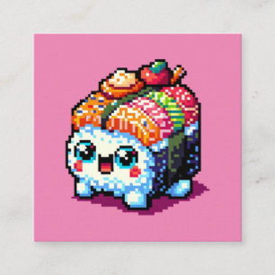 Happy Sushi Roll - Schattigee Pixel Art Japans ete Informatiekaartje