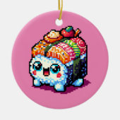 Happy Sushi Roll - Schattigee Pixel Art Japans ete Keramisch Ornament (Voorkant)