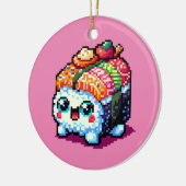 Happy Sushi Roll - Schattigee Pixel Art Japans ete Keramisch Ornament (Links)
