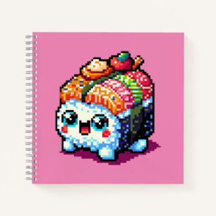 Happy Sushi Roll - Schattigee Pixel Art Japans ete Notitieboek