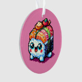 Happy Sushi Roll - Schattigee Pixel Art Japans ete Ornament (voorkant)