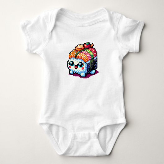 Happy Sushi Roll - Schattigee Pixel Art Japans ete Romper (Voorkant)