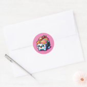 Happy Sushi Roll - Schattigee Pixel Art Japans ete Ronde Sticker (Envelop)
