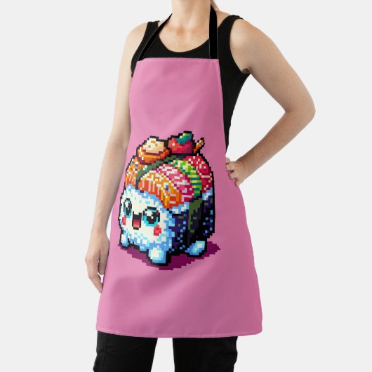 Happy Sushi Roll - Schattigee Pixel Art Japans ete Schort (Insitu)