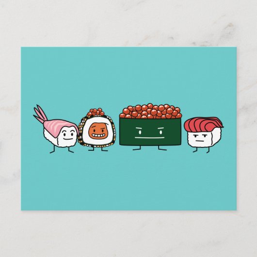 Happy Sushi Rolls Japans eten Briefkaart (Voorkant)