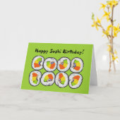Happy Sushi Verjaardag Kaart (Gele Bloem)