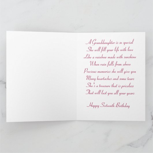 Happy Sweet 16 8,5x11 Birthday Kaart (Binnen)