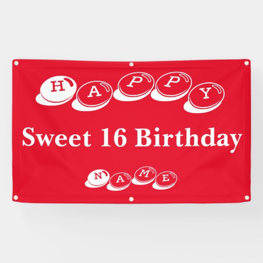 Happy Sweet 16 Birthday Spandoek (Horizontaal)