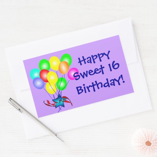 Happy Sweet 16 Birthday Stickers (Envelop)