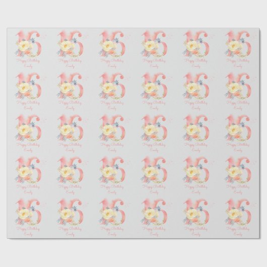Happy Sweet 16 Floral 16th Birthday Cadeaupapier (Vlak)