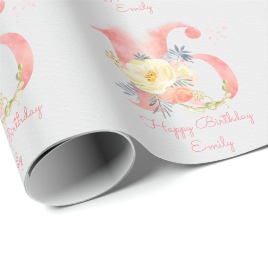 Happy Sweet 16 Floral 16th Birthday Cadeaupapier (Rol Hoek)