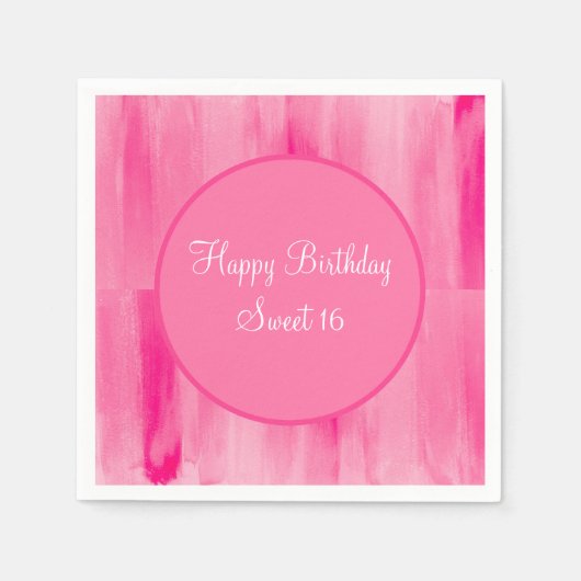 Happy Sweet 16 roze  gepersonaliseerd Servet (Voorkant)