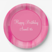 Happy Sweet 16 Roze  persoonlijke Borden Papieren Bordje (Voorkant)