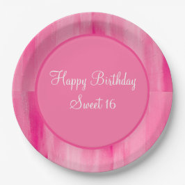 Happy Sweet 16 Roze  persoonlijke Borden Papieren Bordje