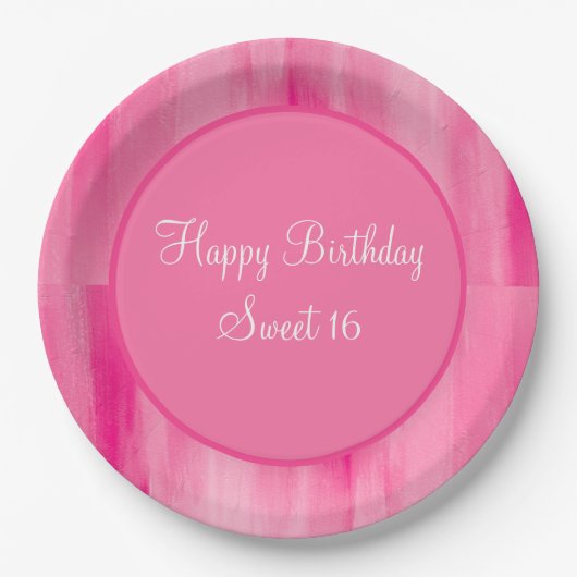 Happy Sweet 16 Roze  persoonlijke Borden Papieren Bordje (Voorkant)
