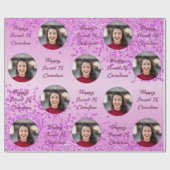 Happy Sweet 16 Vallende Roze Glitter & Foto Cadeaupapier (Vlak)