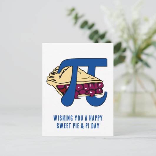 Happy Sweet Cherry Pie PI DAY Briefkaart (Staand voorkant)