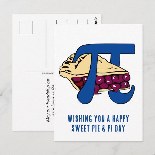 Happy Sweet Cherry Pie PI DAY Briefkaart (Voorkant / Achterkant)