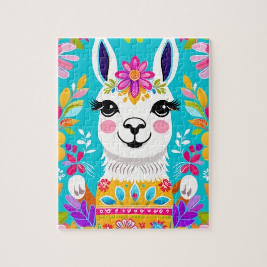 Happy Sweet Floral Llama puzzel (Verticaal)