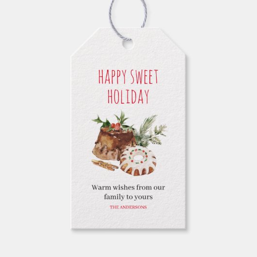 Happy Sweet Holiday | Kerstmis Cadeaulabel (Voorkant)