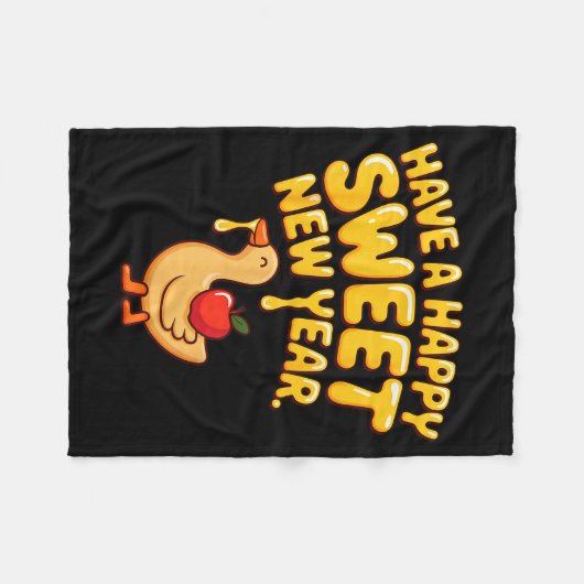 Happy Sweet New Year Goose Cookie Rosh Hashanah  Fleece Deken (Voorkant (Horizontaal))