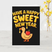 Happy Sweet New Year Goose Cookie Rosh Hashanah  Kaart (Gele Bloem)
