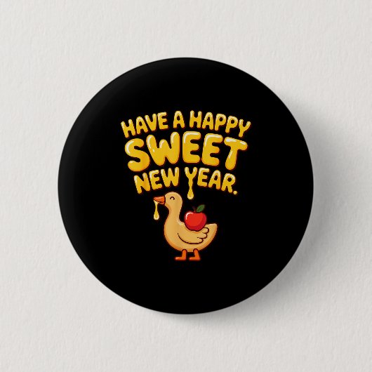 Happy Sweet New Year Goose Cookie Rosh Hashanah  Ronde Button 5,7 Cm (Voorkant)