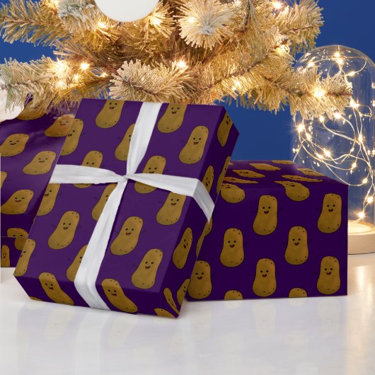Happy Sweet Potato Dark Paarse Cadeaupapier (Feestdagen)