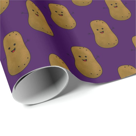 Happy Sweet Potato Dark Paarse Cadeaupapier (Rol Hoek)