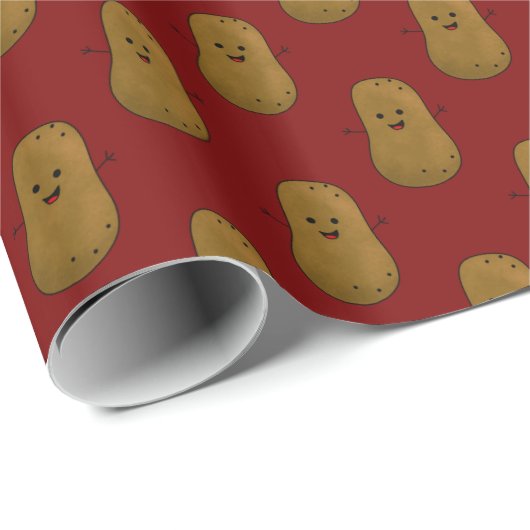 Happy Sweet Potato Deep Red Cadeaupapier (Rol Hoek)