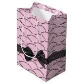 Happy Sweet Sixteen Black Bow On Pink Medium Cadeauzakje (Voorkant Gekanteld)