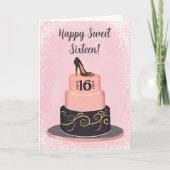 Happy Sweet Sixteen Fashionable Cake Kaart (Voorkant)