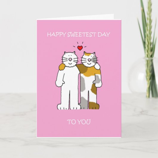 Happy Sweetest Day Cartoon Cats Kaart (Voorkant)