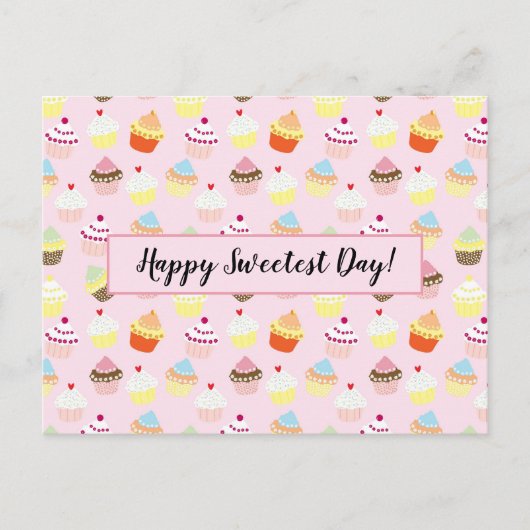 Happy Sweetest Day Cute Cupcake Pattern Briefkaart (Voorkant)