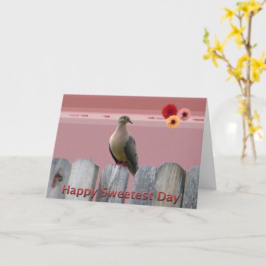 Happy Sweetest Day Love Dove Kaart (Gele Bloem)