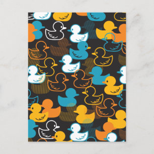 Happy Swimming a Paddling of Ducks Pattern Briefkaart